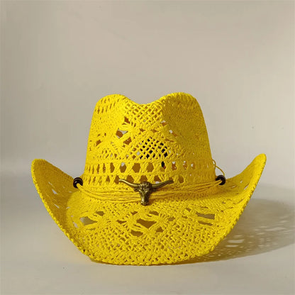 Vintage Summer Beach Bohemian Straw Hat Shell Women Men
