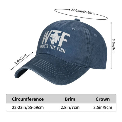 WTF Where's The Fish Hat Women Baseball Hat Graphic Cap Men’s For Cap
