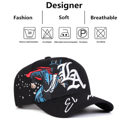 Unisex Gothic LA Magician Embroidery Baseball Caps Spring Autumn