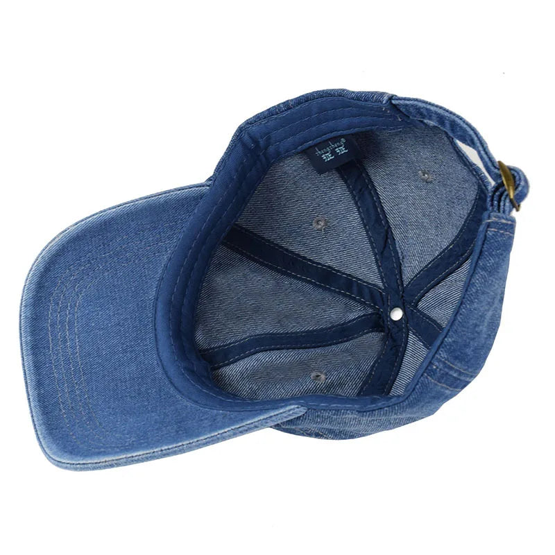 Fashion Denim Baseball Cap For Women Men Solid