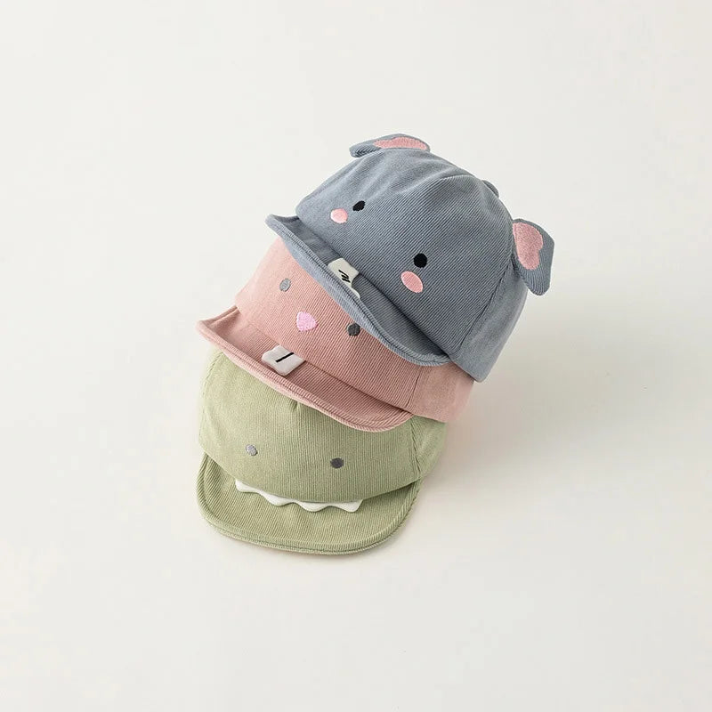 Cute Animal Baby Baseball Cap, Cartoon Dinosaur And Rabbit Baby