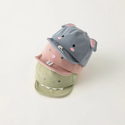 Cute Animal Baby Baseball Cap, Cartoon Dinosaur And Rabbit Baby
