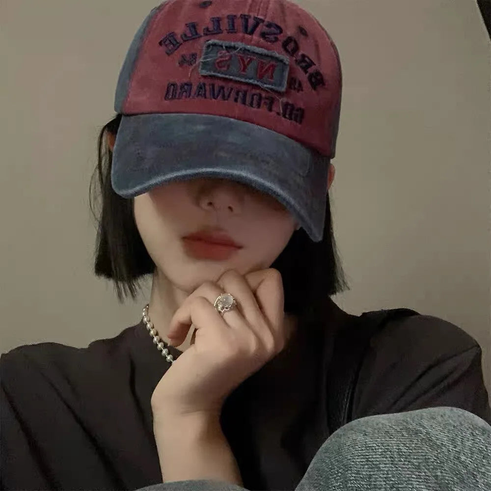 Retro Letter Embroidery Baseball Caps Men Women Washed Cotton Casual Hat Hip Hop Streetwear Sun Hats Y2k Hat