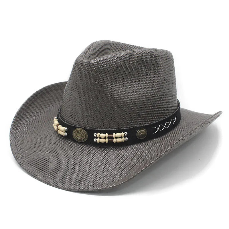 Western Spring Summer Men Women Ethnic Style Rigid Cowboy Straw Hat