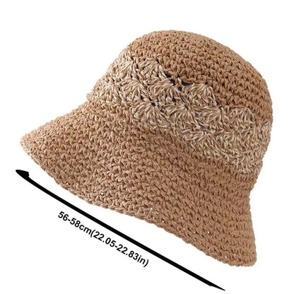 Casual Large Brim Woven Hat Hollow Out Foldable Straw Hat