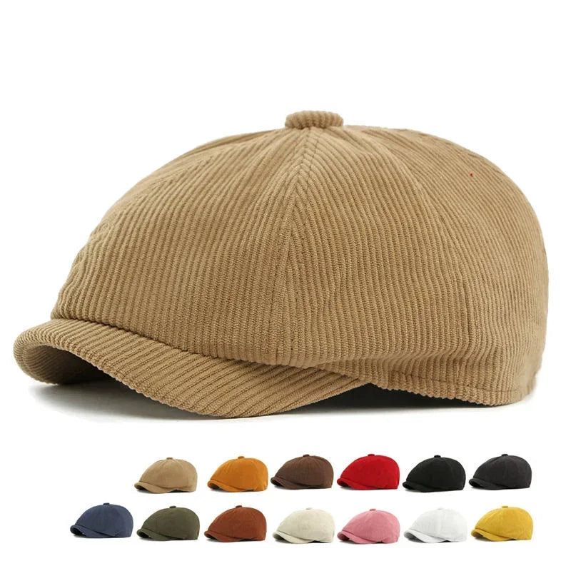 Winter Polyester Print Warm Newsboy Caps Men Flat