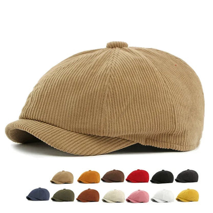Winter Polyester Print Warm Newsboy Caps Men Flat