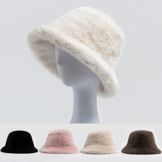 New Women Bucket Hat Faux Casual Fisherman Caps For Ladies