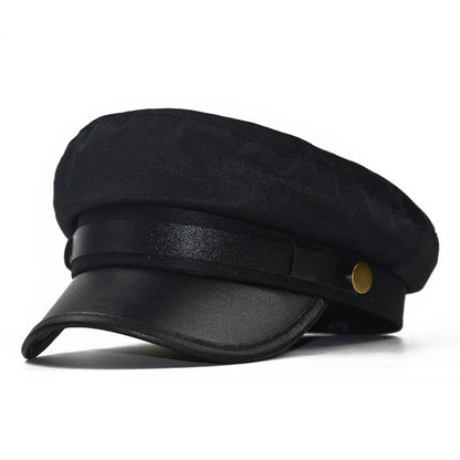Simple Unisex Red Black Flat Navy Hat Cap