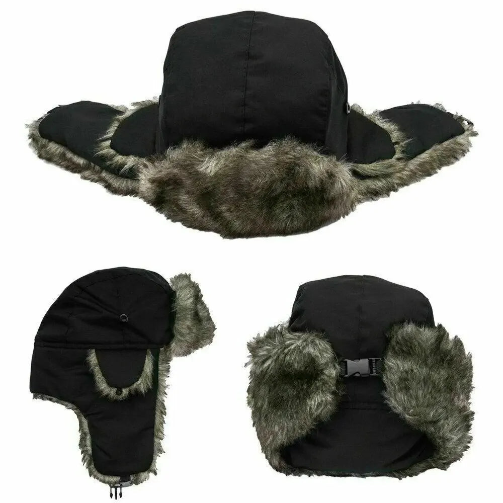 Men's Winter Trapper Aviator Trooper Earflap Warm Russian Waterproof Ski Hat