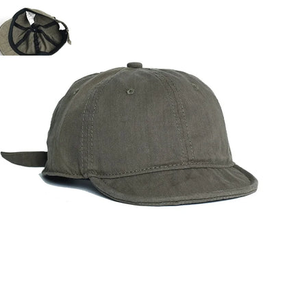 Men's Short Brim Baseball Cap Casual Solid Corduroy Soft Top Cap