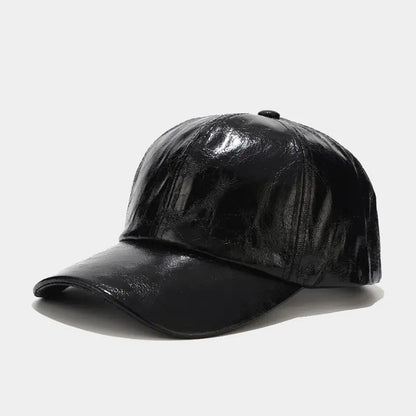 Glossy Pu Leather Baseball Caps For Women Men