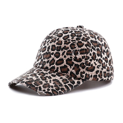 New Spring Summer Hip Hop Leopard Print Ponytail Baseball Cap