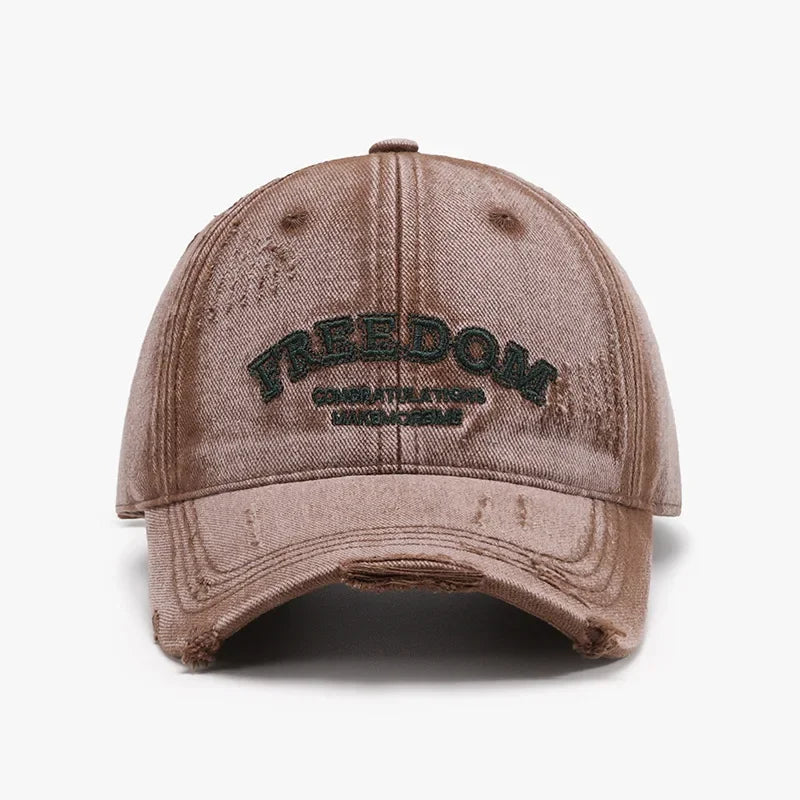 Women Men Baseball Cap Denim Cotton Faded Distressed Ripped Caps