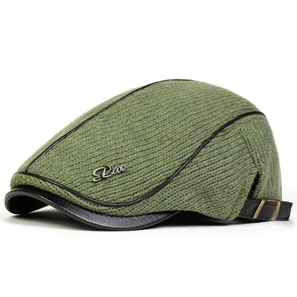 Men Letter Label Knitting Newsboy Caps British Painters Hats