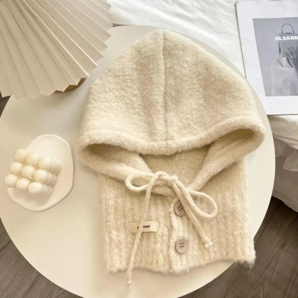Soft Woolen Head Ears Neck Knitted Hat Winter Fashion Hat