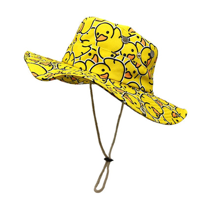 Cartoon Patterned Yellow Duck Printed Sun Hat