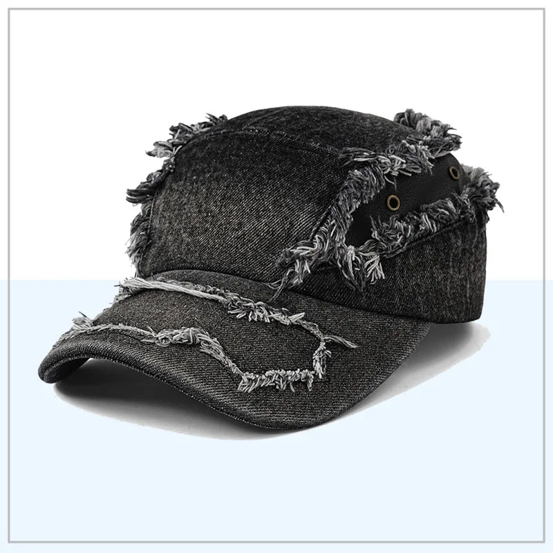 Dyed Denim Baseball Cap Outdoor Patchwork Baseball Cap
