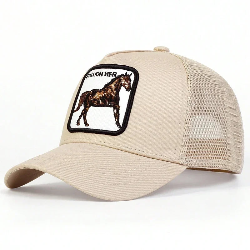 Unisex Stallion Her Letter Embroidery Baseball Net Caps Outdoor Spring and Summer