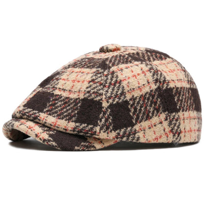 Men Berets Women Vintage Artist Painter Plaid Beret Hat