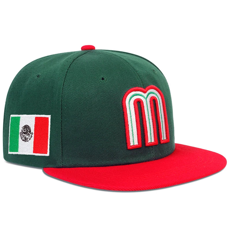 Unisex M Letter Side Brazilian Flag Embroidery Hip-Hop Hats