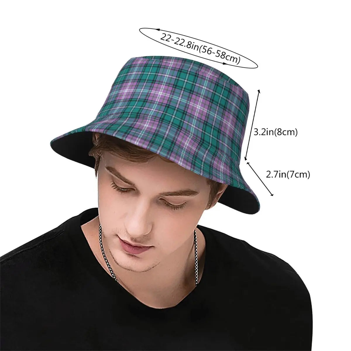 Purple Scottish Tartan Plaid Bucket Hat Panama Hat