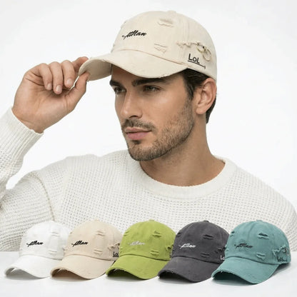 Casual Unisex Baseball Cap Broken Hole Iron Ring Peaked Cap