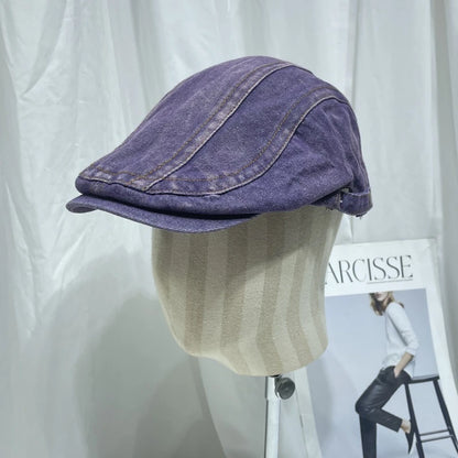 High-Quality Dream Purple Washed Denim Berets