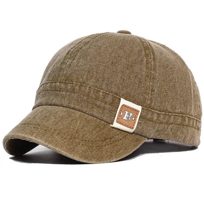 Fashion Short Brim Washed Cotton Baseball Cap Men Women