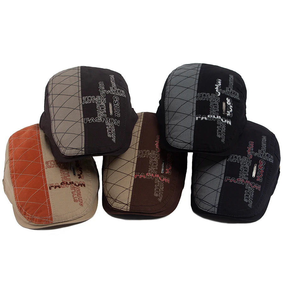 Letter Label Men Berets Fashion Embroidery Vintage Newsboy Cap
