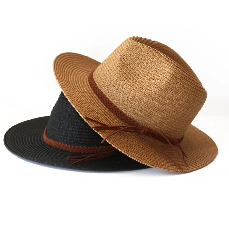 Women Men Wide Brim Straw Panama Hat