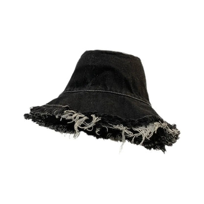 Soft Retro Denim Bucket Hats Sunshade Wide-Brimmed Shabby Fisherman Hat