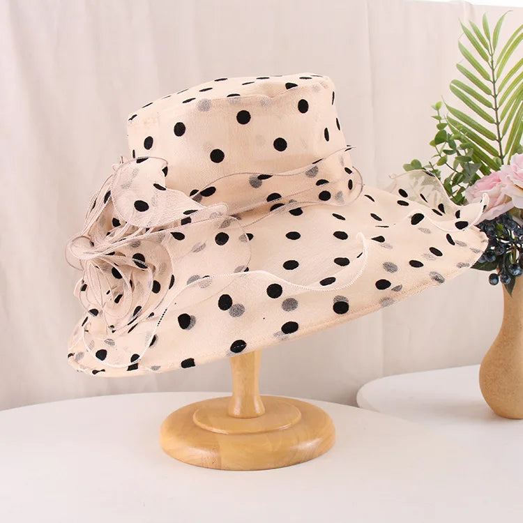 Unique Design Organza Sun Hats For Women Wide Brim