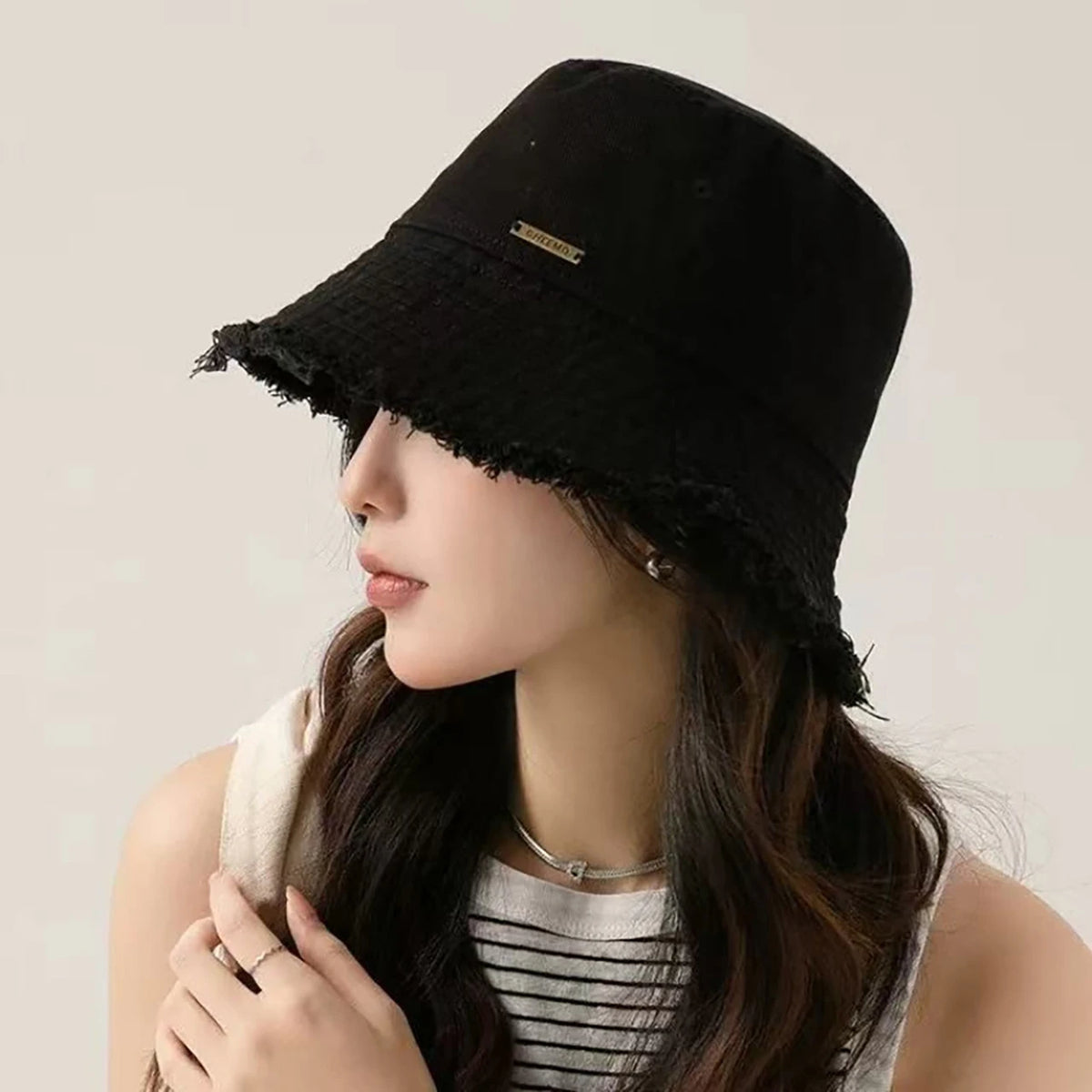 Trendy Frayed Edge Bucket Hat For Women Autumn