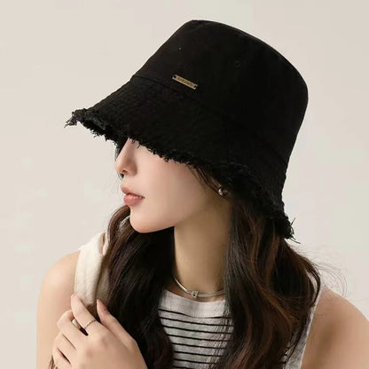 Trendy Frayed Edge Bucket Hat For Women Autumn