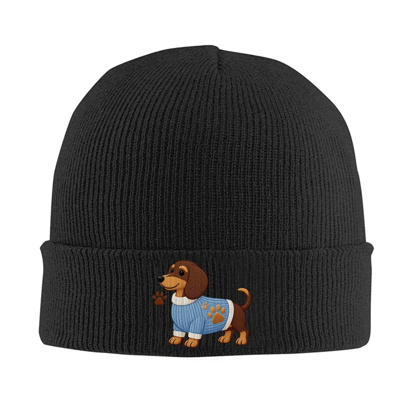 Dachshund Dog Knit Beanie Warm Cuffed Skull Cap