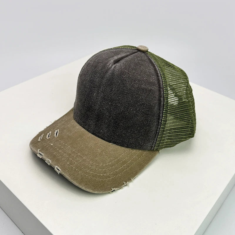 New Unisex Color Block Broken Style Baseball Hats