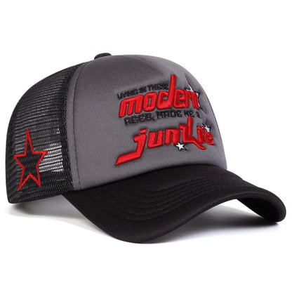 Unisex Modern Junkie Letter Embroidery Baseball Net Caps Spring and Summer