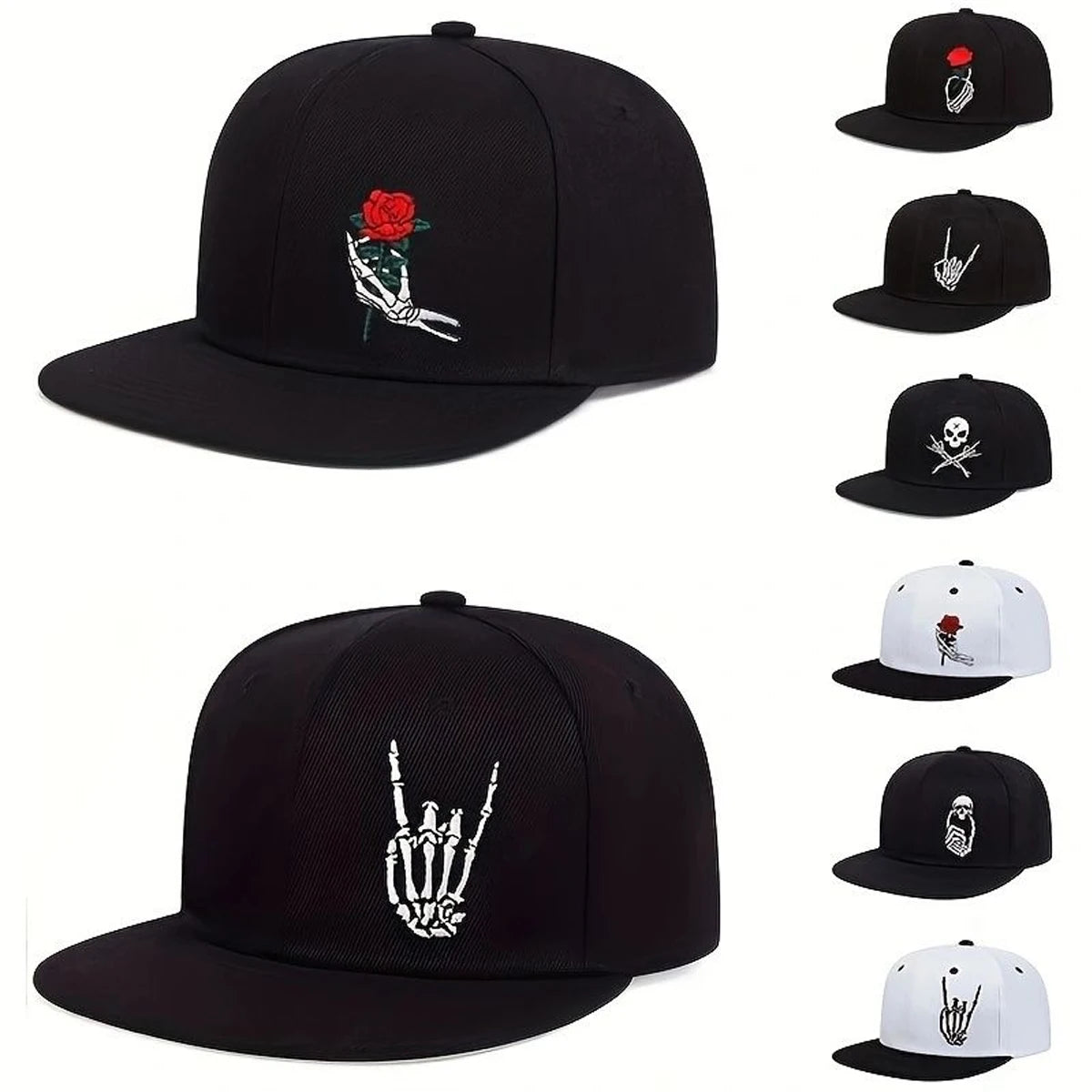 Unisex Skeleton Fingers Embroidery Hip-hop Hats Spring Autumn