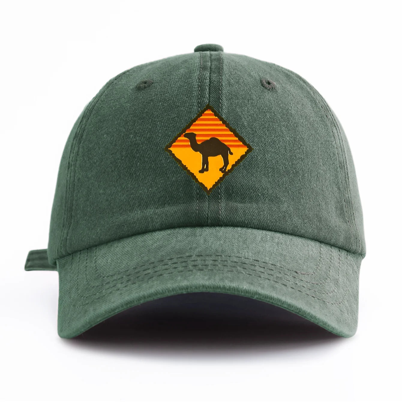 Camel Print Washed Baseball Cap For Adults, Minimalist Retro Style Casual Soft