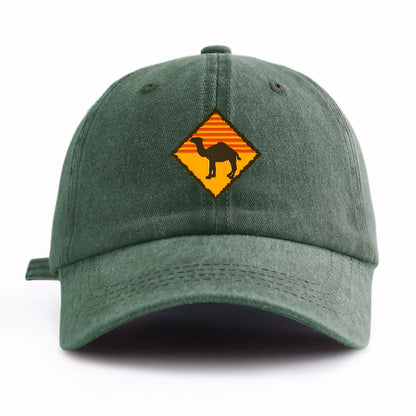 Camel Print Washed Baseball Cap For Adults, Minimalist Retro Style Casual Soft