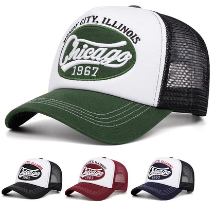 Chicago 1967 Letter Embroidered Sponge Baseball Cap, Men's and Women's