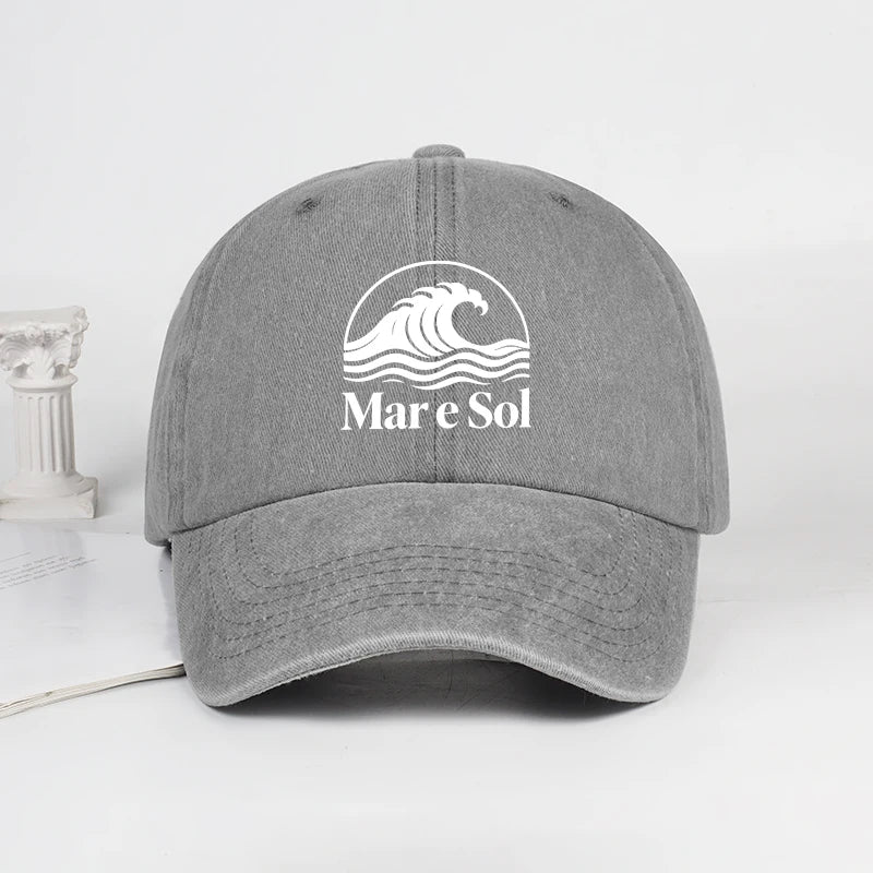 Mare Sol Wave Logo Print Washed Baseball Cap