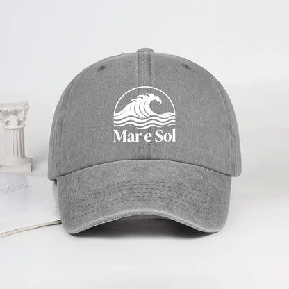 Mare Sol Wave Logo Print Washed Baseball Cap