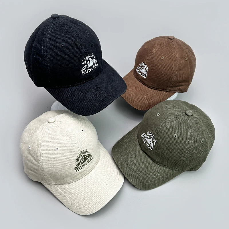 Korean Retro Mountain Embroidery Snapback Caps New Sunshade Baseball Hats Breathable Versatile Fashion
