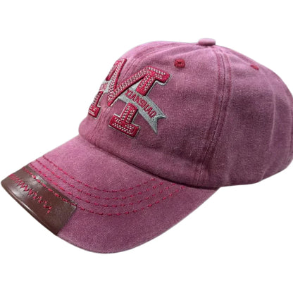 Vintage Washed Cotton Baseball Cap Men Women Letter M Embroidery Dad Hat