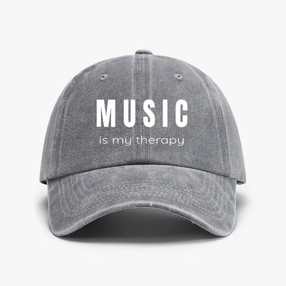 Music Is My Theropy Print hat Casual Adjustable