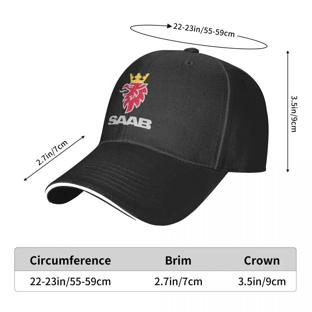 Saab Logo Products Baseball Cap Hat Baseball Cap dad Hat Thermal Visor Rave Men Golf Wear Women's