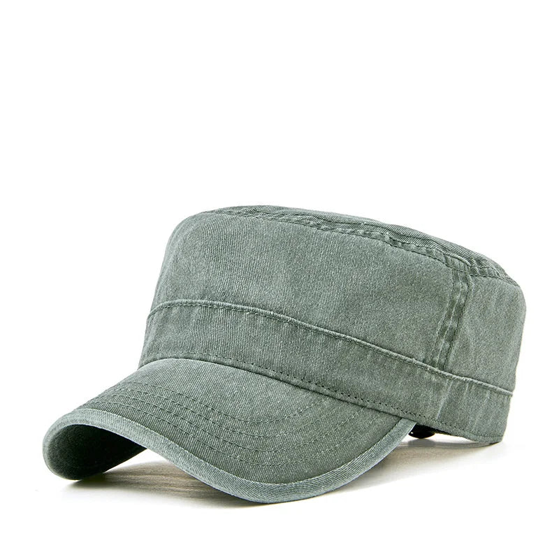 2023 Spring Summer Dad Pure Cotton Leisure Flat Top Military Hat