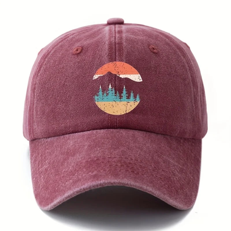 Mountain Sunset Printed Baseball Hat for Men and Women Suitable for Camping, Hiking, Leisure